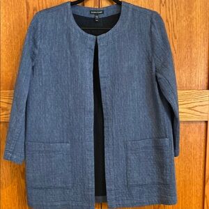 EUC Eileen Fisher Blue Cotton and Linen Jacket